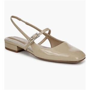 Franco Sarto Beige Patent Slingback Flats Mary Jane Strap Low Heel Nude 9W